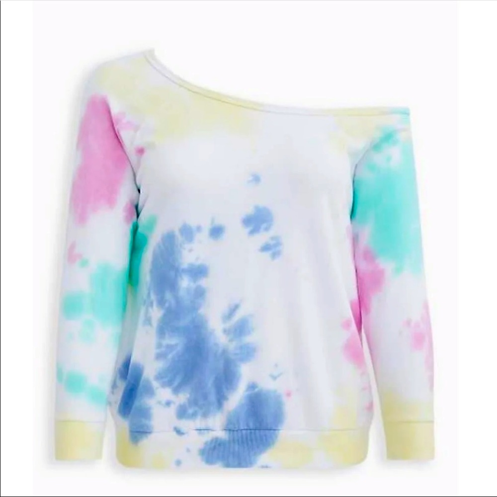 Torrid MULTI TIE-DYE OFF SHOULDER SWEATSHIRT